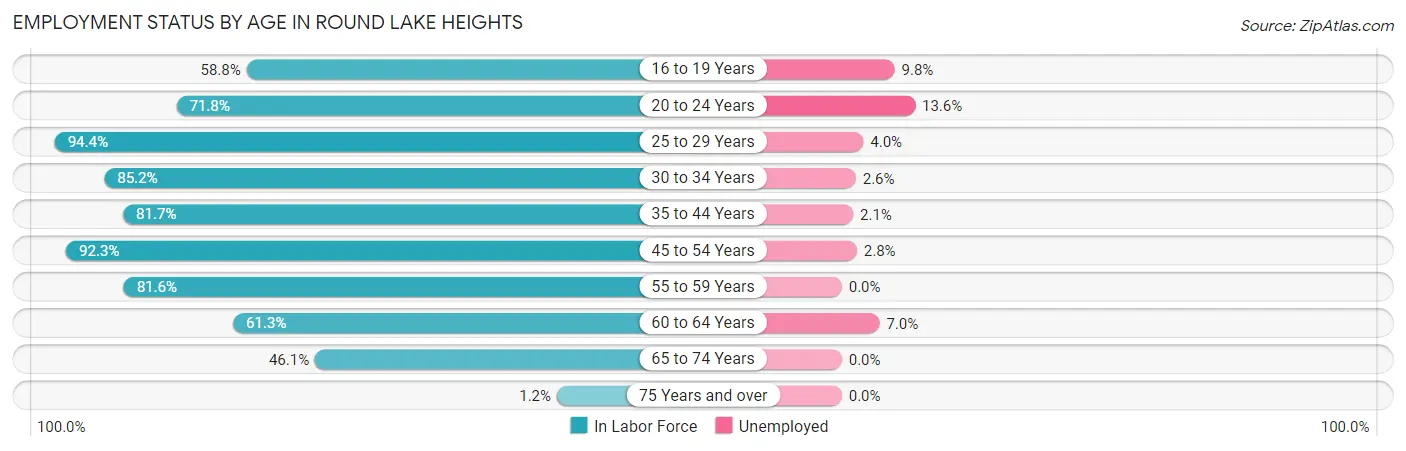 Employment Status by Age in Round Lake Heights