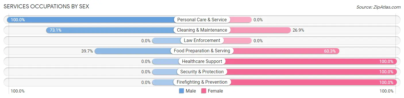 Services Occupations by Sex in Round Lake Park