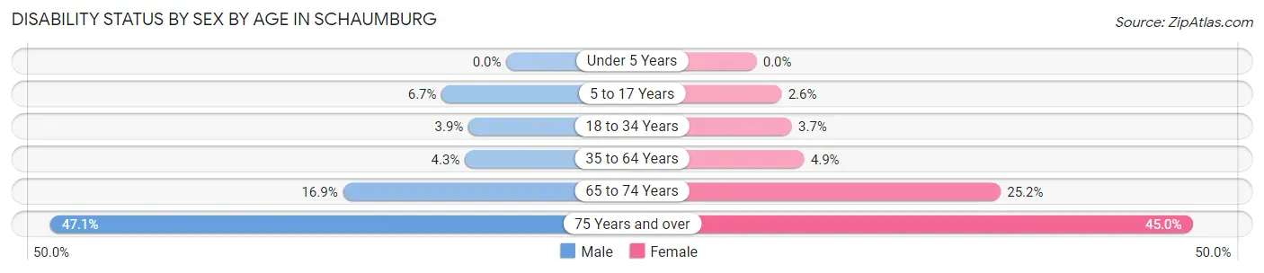 Disability Status by Sex by Age in Schaumburg