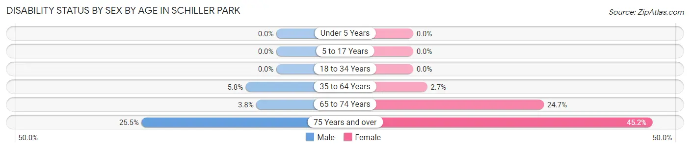 Disability Status by Sex by Age in Schiller Park