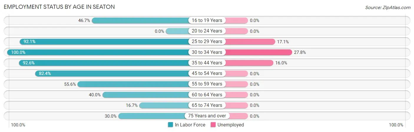 Employment Status by Age in Seaton