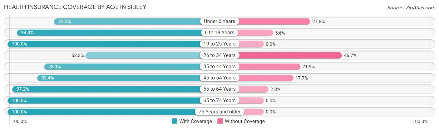 Health Insurance Coverage by Age in Sibley