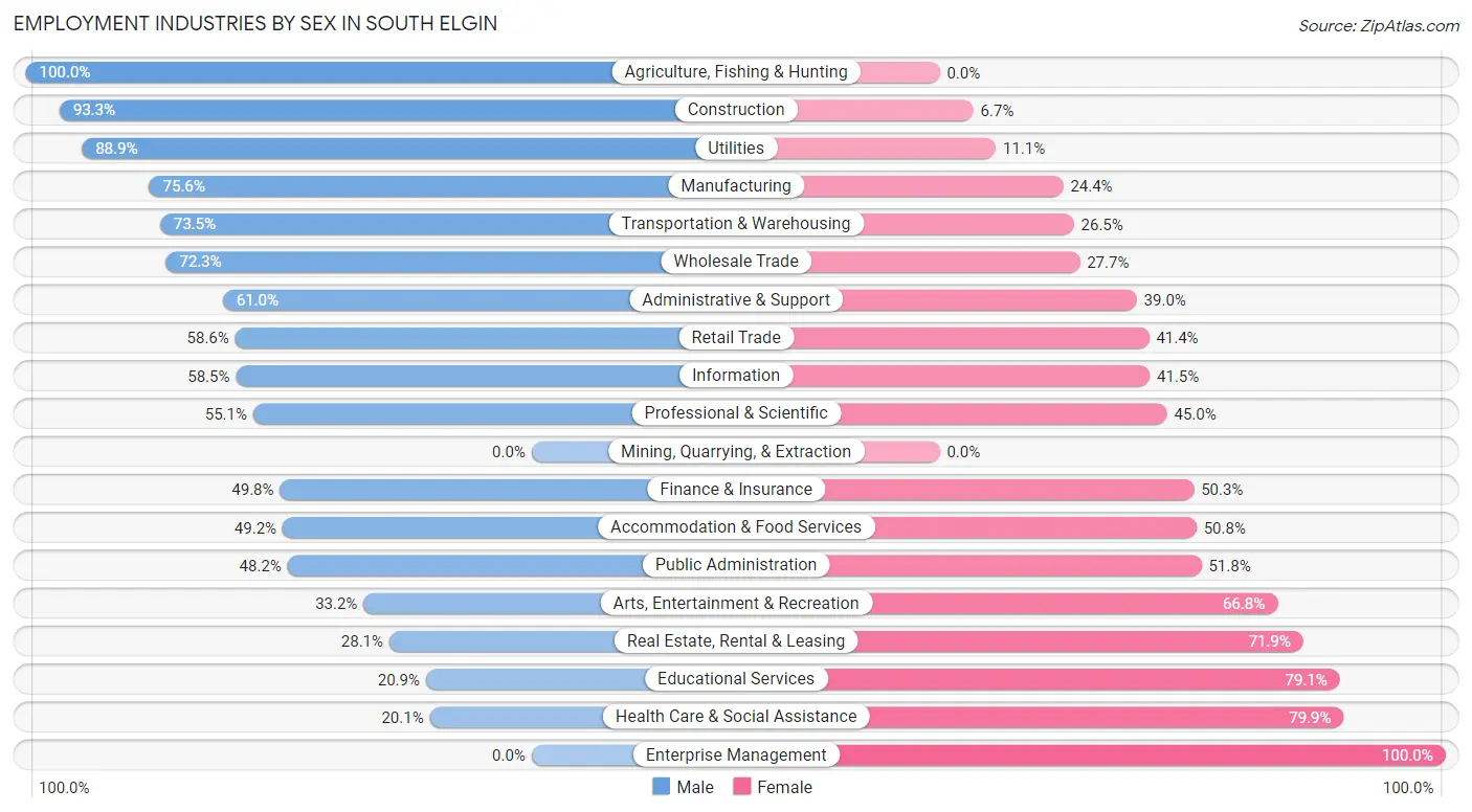 Employment Industries by Sex in South Elgin