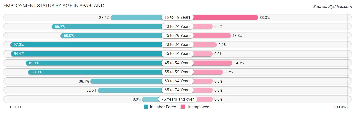 Employment Status by Age in Sparland