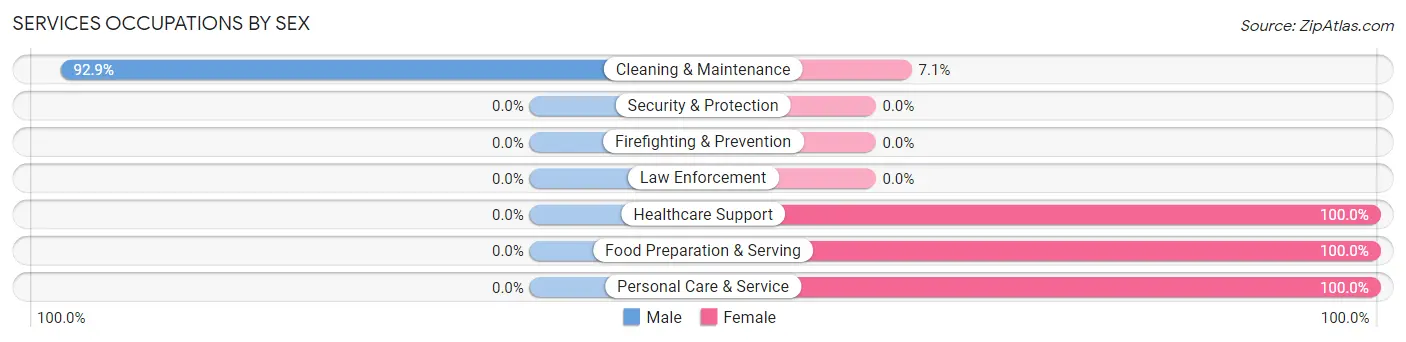 Services Occupations by Sex in Spring Bay