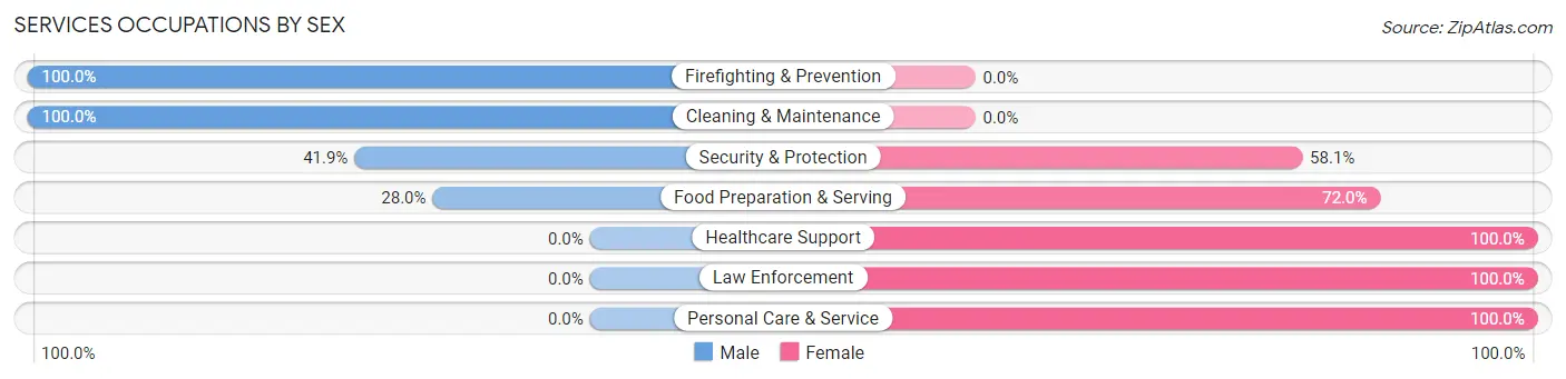 Services Occupations by Sex in St Joseph