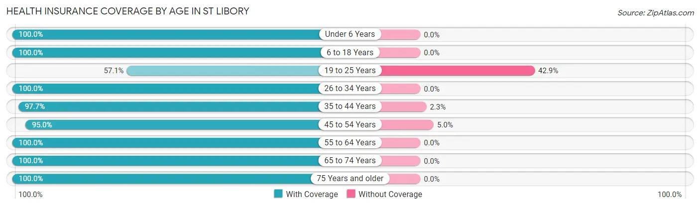 Health Insurance Coverage by Age in St Libory