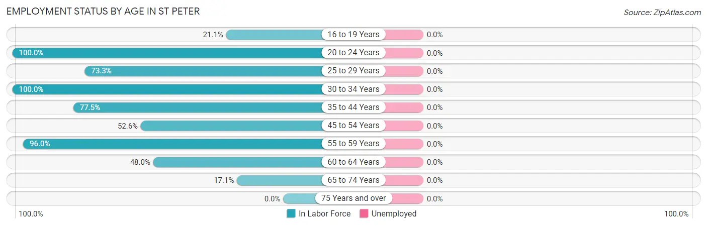 Employment Status by Age in St Peter