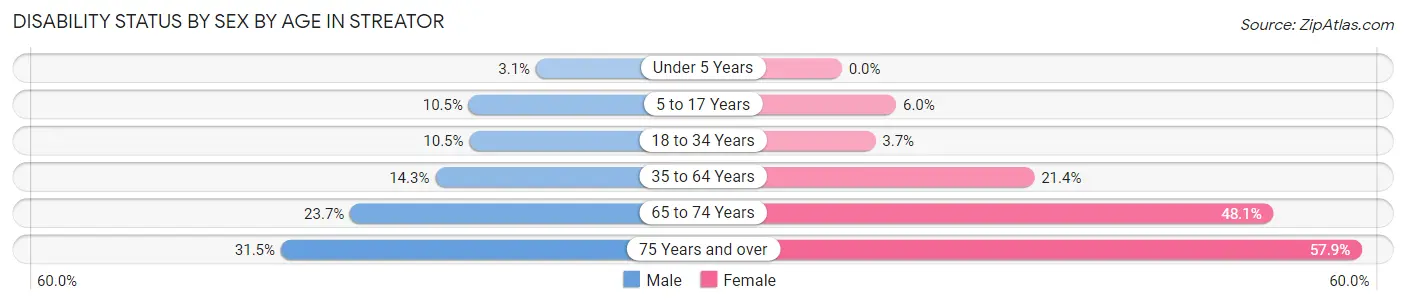 Disability Status by Sex by Age in Streator