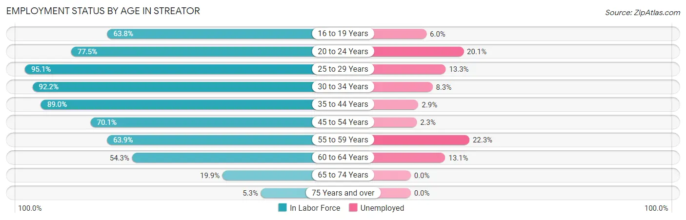 Employment Status by Age in Streator