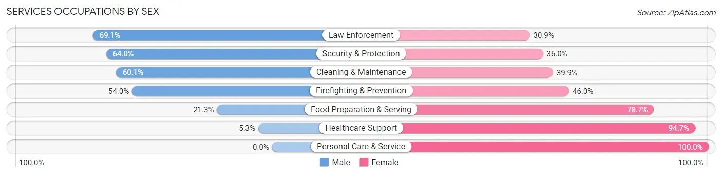 Services Occupations by Sex in Streator