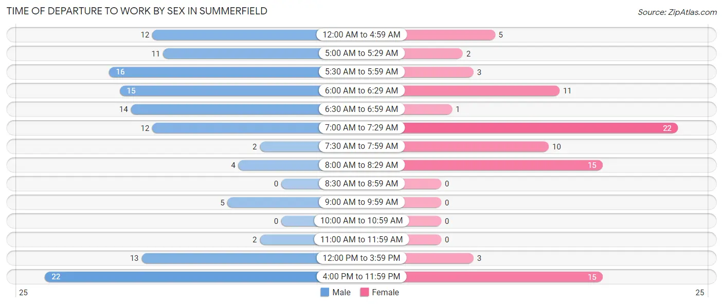 Time of Departure to Work by Sex in Summerfield