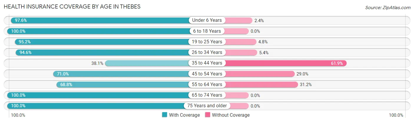Health Insurance Coverage by Age in Thebes