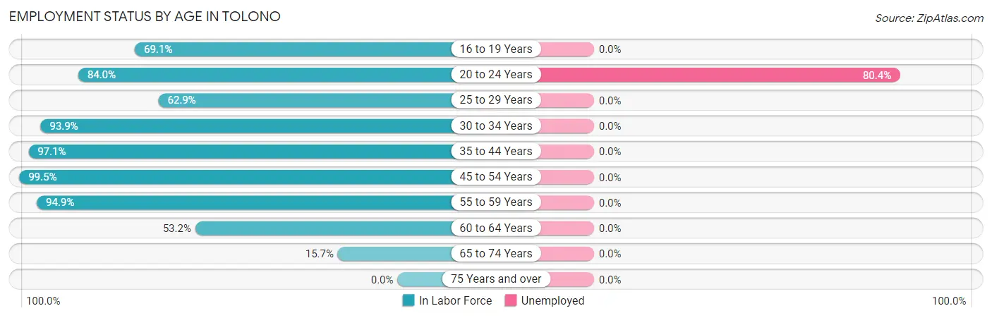 Employment Status by Age in Tolono