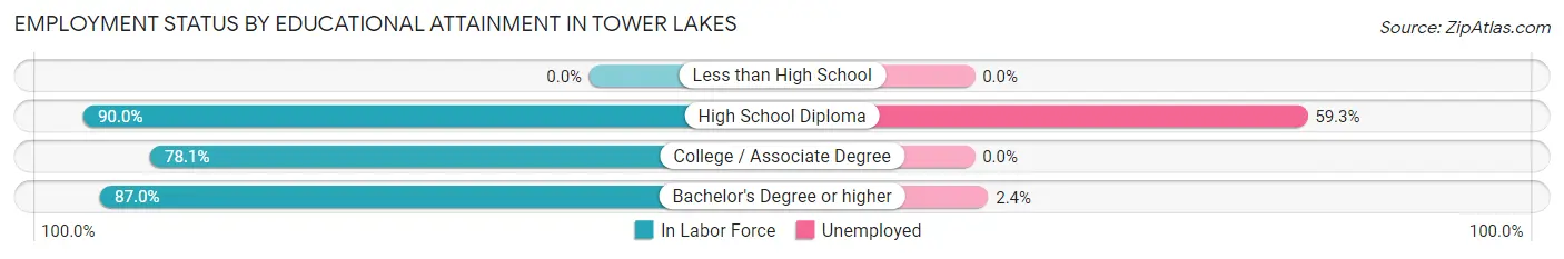 Employment Status by Educational Attainment in Tower Lakes
