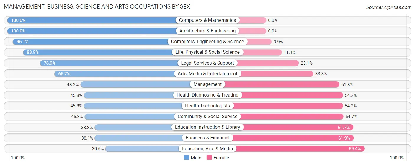 Management, Business, Science and Arts Occupations by Sex in Twin Grove