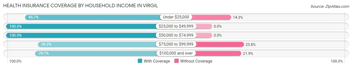 Health Insurance Coverage by Household Income in Virgil