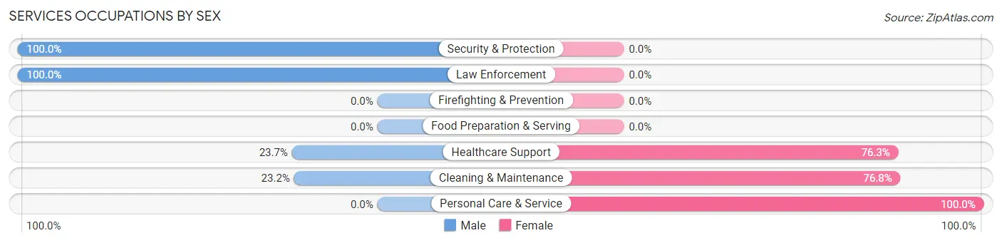 Services Occupations by Sex in Volo