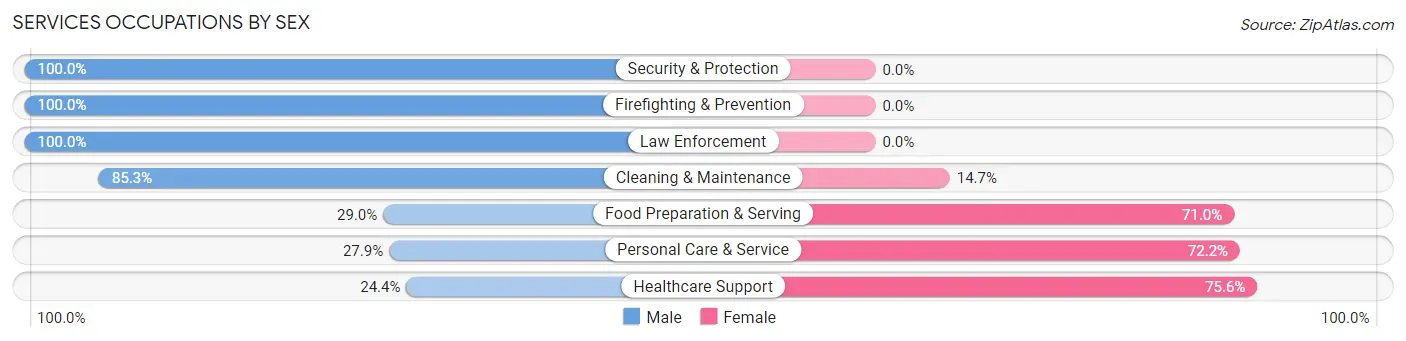 Services Occupations by Sex in Waterloo