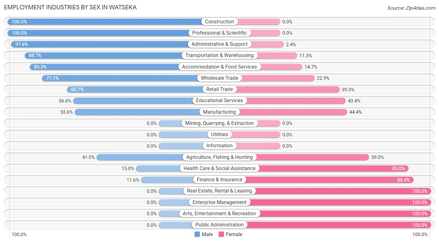 Employment Industries by Sex in Watseka