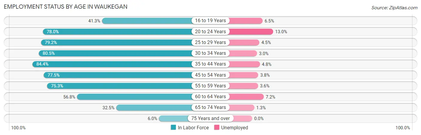 Employment Status by Age in Waukegan