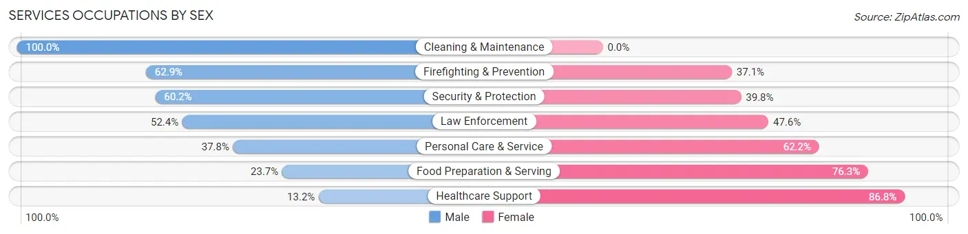 Services Occupations by Sex in West Dundee