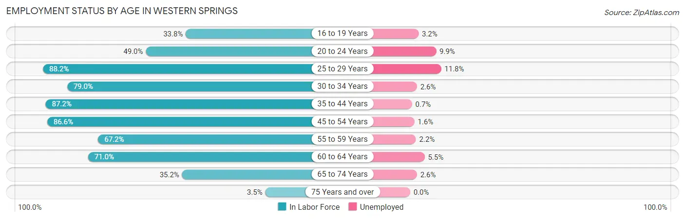 Employment Status by Age in Western Springs
