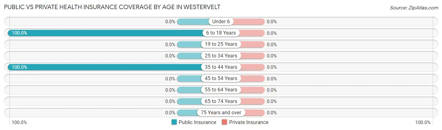Public vs Private Health Insurance Coverage by Age in Westervelt