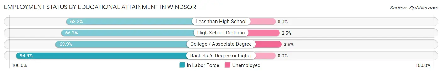 Employment Status by Educational Attainment in Windsor