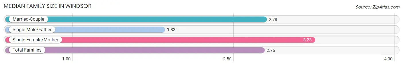 Median Family Size in Windsor