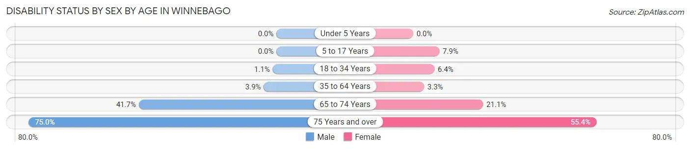Disability Status by Sex by Age in Winnebago
