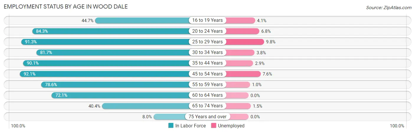 Employment Status by Age in Wood Dale