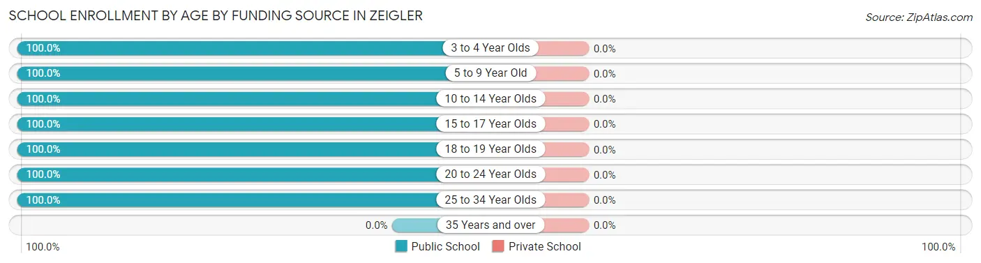 School Enrollment by Age by Funding Source in Zeigler