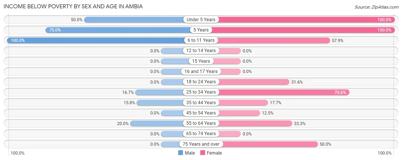 Income Below Poverty by Sex and Age in Ambia