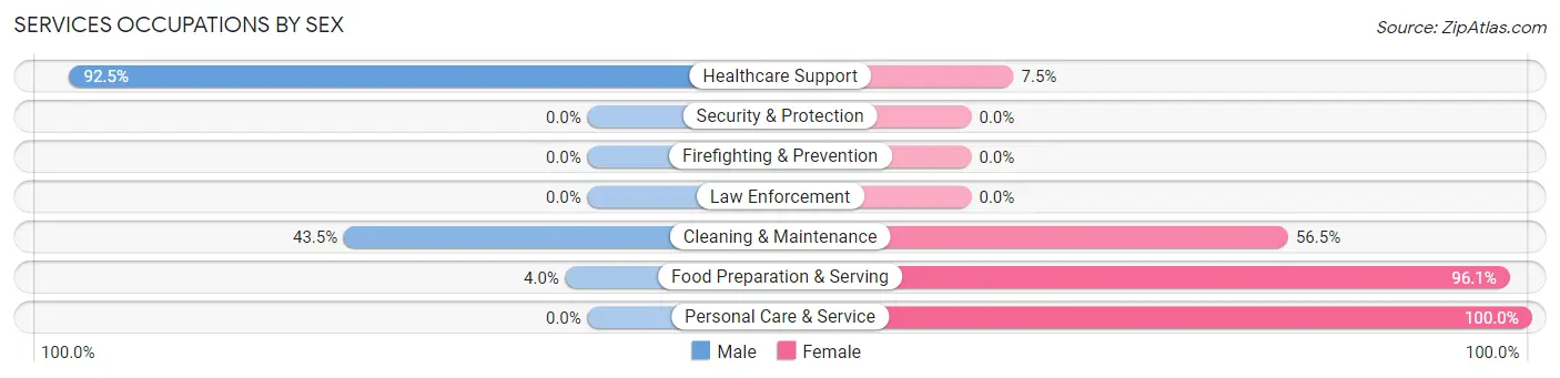 Services Occupations by Sex in Austin