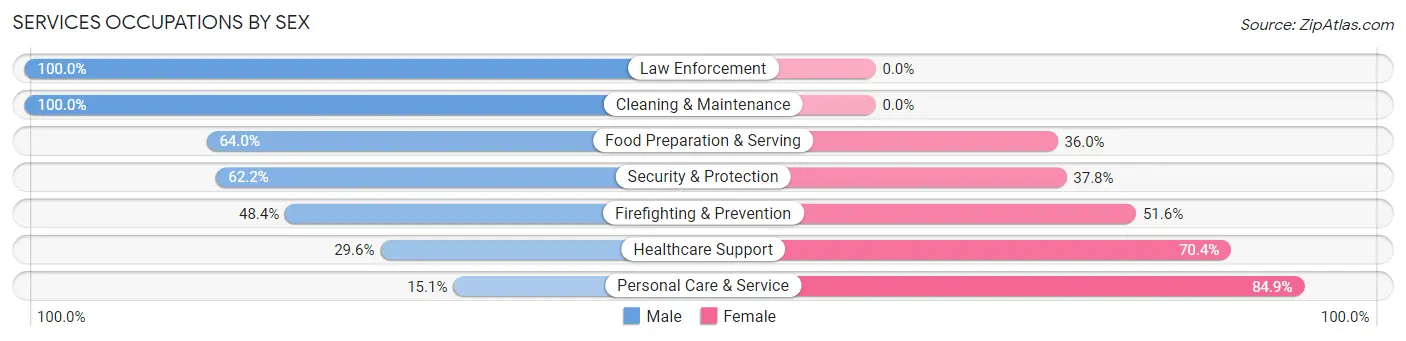 Services Occupations by Sex in Avon