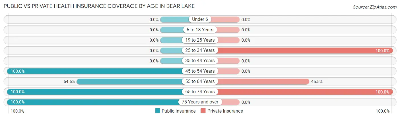 Public vs Private Health Insurance Coverage by Age in Bear Lake