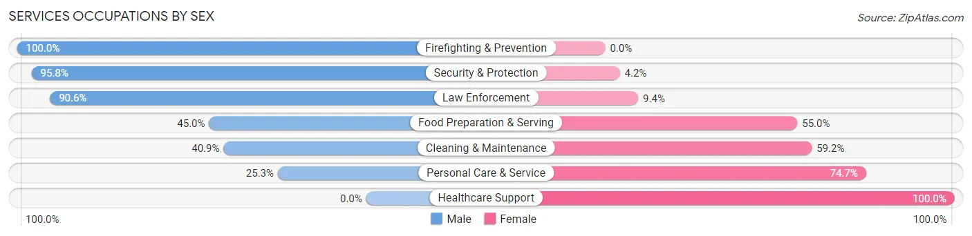 Services Occupations by Sex in Bright