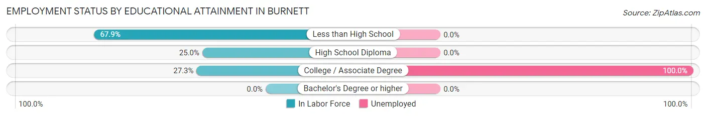Employment Status by Educational Attainment in Burnett
