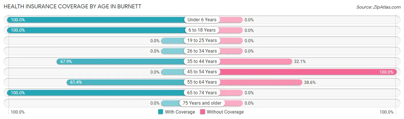 Health Insurance Coverage by Age in Burnett