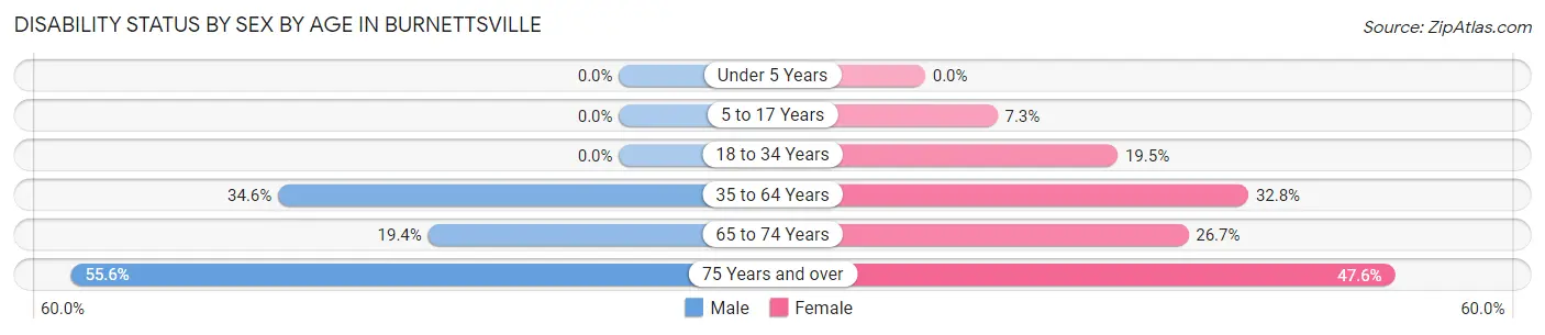 Disability Status by Sex by Age in Burnettsville
