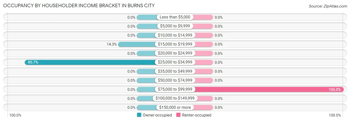 Occupancy by Householder Income Bracket in Burns City