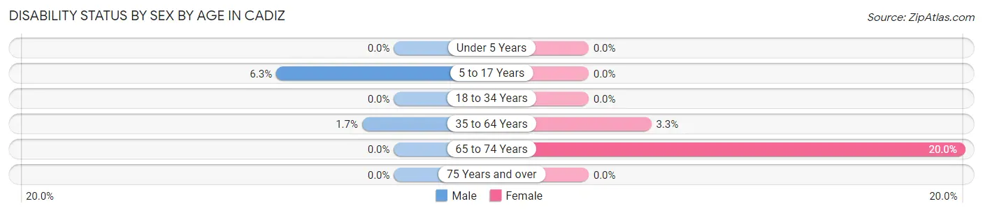 Disability Status by Sex by Age in Cadiz