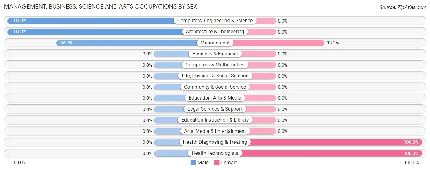 Management, Business, Science and Arts Occupations by Sex in Cadiz