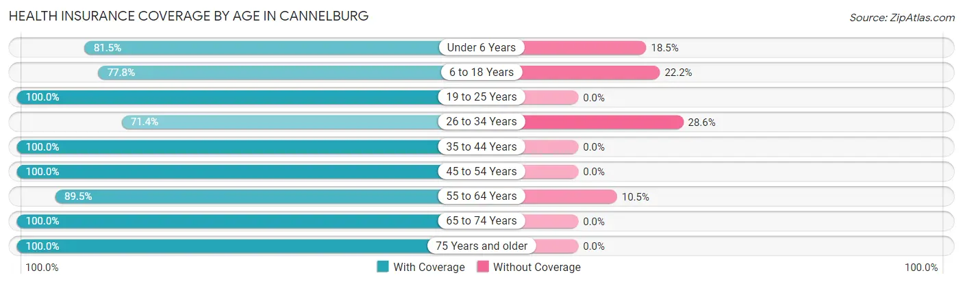 Health Insurance Coverage by Age in Cannelburg