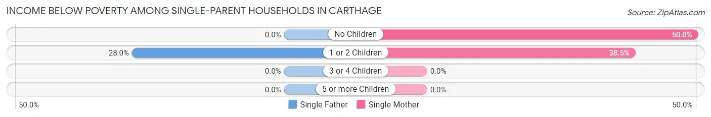 Income Below Poverty Among Single-Parent Households in Carthage