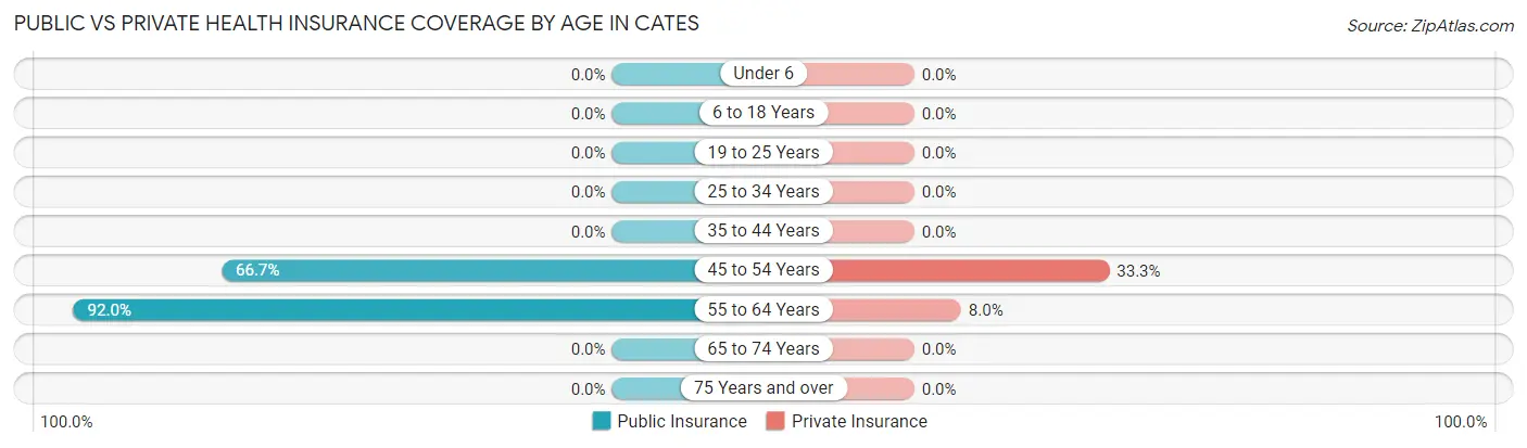 Public vs Private Health Insurance Coverage by Age in Cates
