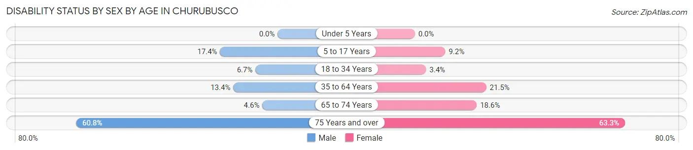 Disability Status by Sex by Age in Churubusco