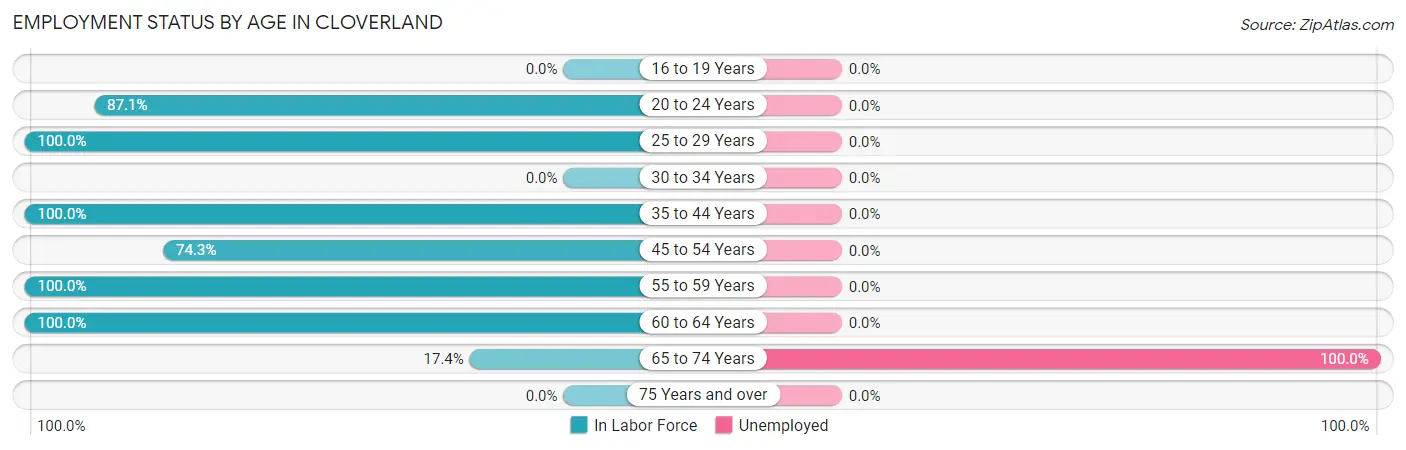 Employment Status by Age in Cloverland