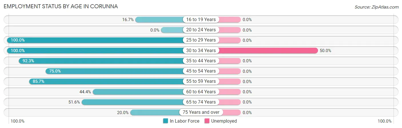 Employment Status by Age in Corunna